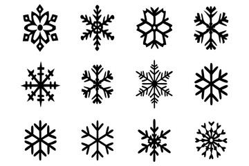 Obraz premium Snowflake Vector Icons set– for winter holiday decoration, Christmas & New Year | SVG Collection