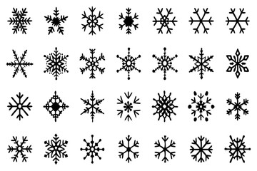 Snowflake Vector Icons set– for winter holiday decoration, Christmas & New Year | SVG Collection