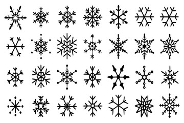 Snowflake Vector Icons set– for winter holiday decoration, Christmas & New Year | SVG Collection