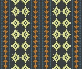 Vintage geometric mix ikat dark blue vertical pattern