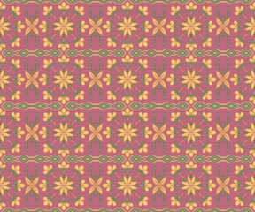 Vintage flower geometric mix ikat pink pattern