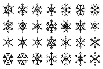Snowflake Vector Icons set– for winter holiday decoration, Christmas & New Year | SVG Collection