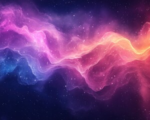Abstract cosmic nebula waves background with cosmic nebula waves and ethereal color shifts. Emphasizing galactic splendor and artistic depth, ideal for space-themed designs and serene backgrounds.