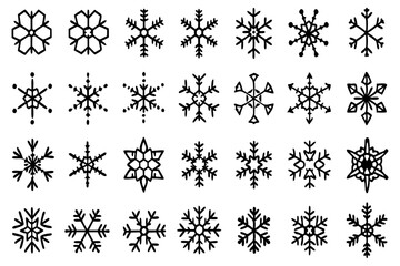 Snowflake Vector Icons set– for winter holiday decoration, Christmas & New Year | SVG Collection