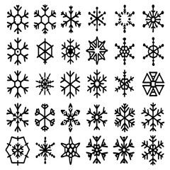 Snowflake Vector Icons set– for winter holiday decoration, Christmas & New Year | SVG Collection