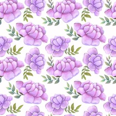 Flowers seamless pattern. purple hand-drawn watercolor background for save the date, thank you, greeting card, gentle wrapping paper Design. fabrics for Wedding celebrating