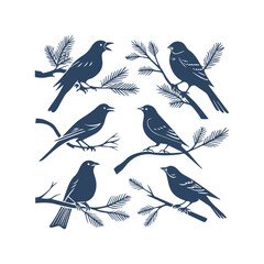 Birds Silhouettes Clip art Vector Illustration