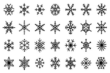 Snowflake Vector Icons set– for winter holiday decoration, Christmas & New Year | SVG Collection
