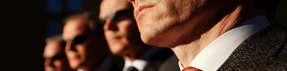 Fototapeta premium Four Men in Suits and Sunglasses