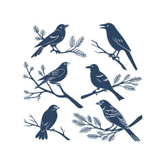 Birds Silhouettes Clip art Vector Illustration