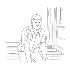 Man Kneeling Silhouette - Simple Kneeling Line Drawing - Kneeling Man Vector - Kneeling Man Doodle - Kneeling Illustration - Man Kneeling Line Art
