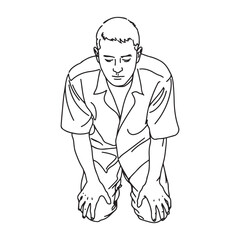 Man Kneeling Silhouette - Modern Minimalist Kneeling Figure - Kneeling Man Vector - Kneeling Man Doodle - Kneeling Illustration - Man Kneeling Line Art
