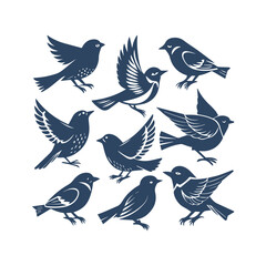 Bird Silhouettes Collection Isolated Vector Illustrations