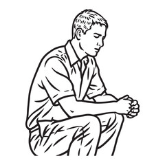 Man Kneeling Silhouette - Stylish Kneeling Character Illustration - Kneeling Man Vector - Kneeling Man Doodle - Kneeling Illustration - Man Kneeling Line Art
