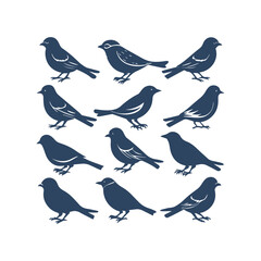 Fototapeta premium Bird Silhouettes Collection Isolated Vector Illustrations