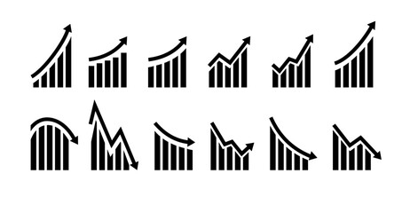 Growth vector icon. Graph or diagram with arrow going up and down. Vector
