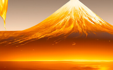 golden volcano mountain fluid