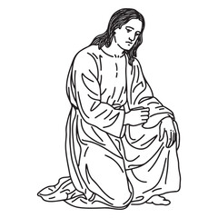 Kneeling Silhouette of Man - Simple and Clean Line Art for Kneeling Pose - Kneeling Man Vector - Kneeling Man Doodle - Kneeling Illustration - Man Kneeling Line Art
