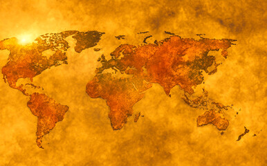 Golden map island scape