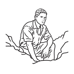 Man Kneeling Silhouette - Simple and Elegant Kneeling Figure Design - Kneeling Man Vector - Kneeling Man Doodle - Kneeling Illustration - Man Kneeling Line Art
