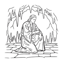 Kneeling Silhouette of Man - Simple Outline Sketch of Kneeling Man - Kneeling Man Vector - Kneeling Man Doodle - Kneeling Illustration - Man Kneeling Line Art
