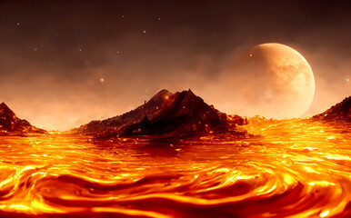 volcanic lava fire scape