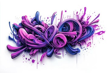 Dynamic abstract pink graffiti with 3d elements. AI image