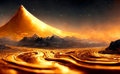 Gold Fluid Landscape