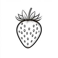 Hand-drawn illustration of a single strawberry on a white background. isolated on white background.