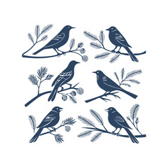 Birds Silhouette Clipart Set Vector Illustration Collection