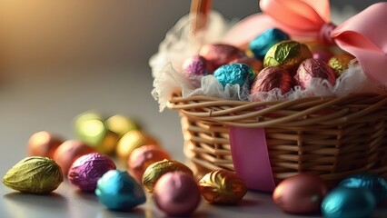 Fototapeta premium easter eggs in basket