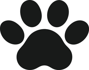 Simple Black Animal Paw Print Silhouette Against White Background