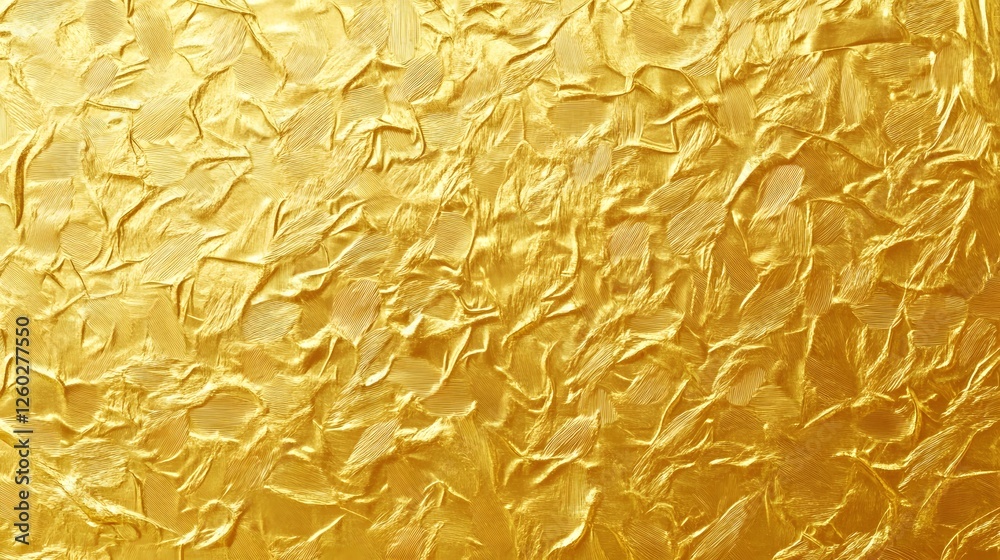 Aufkleber Crumpled shiny golden metallic foil texture abstract background  Luxurious elegant and decorative metallic surface with a wrinkled granular and glistening effect