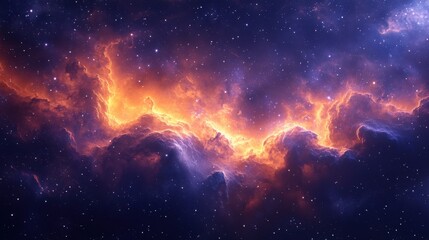 Abstract deep space with nebula clouds and star clusters. Featuring dark cosmic tones and bright stellar highlights. Emphasizing cosmic grandeur and depth. Ideal for space and fantasy-themed designs.