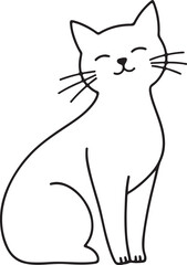 Continuous one line drawing of cat- kitten. Cute Cat single line art vector illustration. Editable stroke.