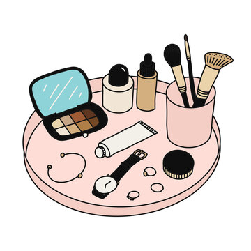  Elegant Tray with Makeup and Jewelry Essentials