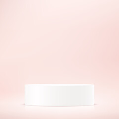 Pastel pink background vector 3d with white podium Space for selling products on the website. Display of cosmetic products. Stage or podium. Product display background. Vector illustration.
