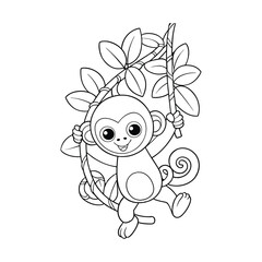 Naklejka premium A playful monkey swinging on vines