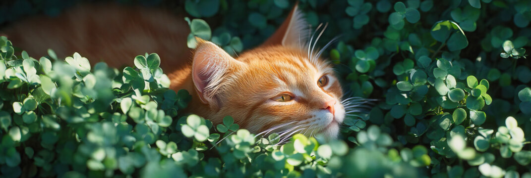 Orange Tabby Cat in Clover