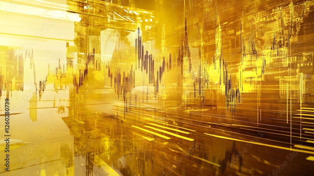 Fototapete Dynamic and vibrant data visualization with colorful geometric patterns and lines creating a futuristic technological and financial themed abstract design