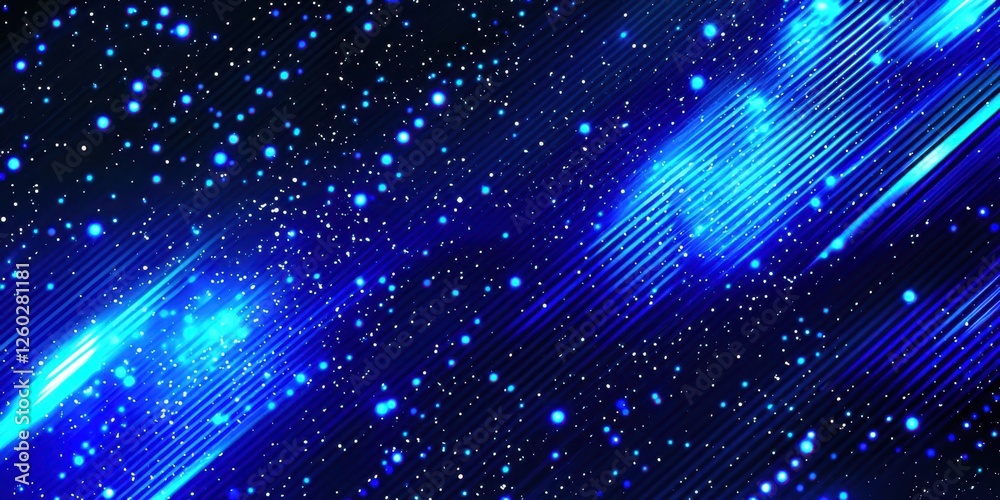 Poster blue background with stars and a line