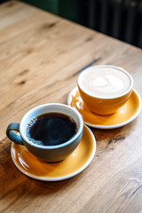 Coffee latte art. Morning Cup of cappuccino in a cafe for breakfast