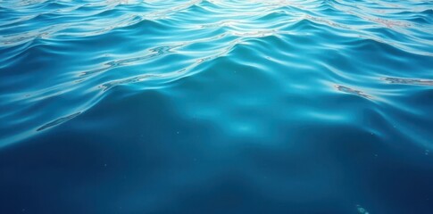 Fototapeta premium Deep blue, slightly disturbed water surface with subtle reflections, backdrop, underwater, smooth