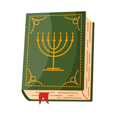 Jewish Torah Book hand drawn trendy flat style isolated icon. Israel Religion holy scripture book. Vector illustration