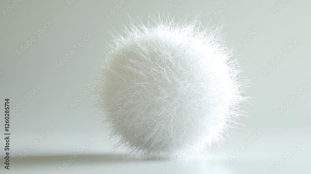 Aufkleber a soft, fluffy textured ball hovers in a serene atmosphere, its white fibers catching the light and 