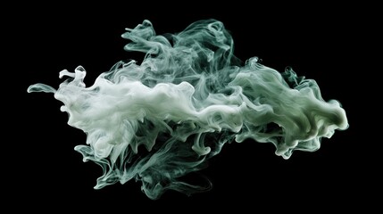 Abstract green ink swirl, dark background, design element