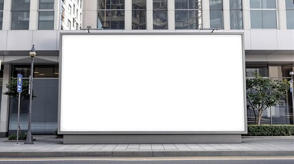 Obraz premium Large Blank Billboard in Urban Setting Surrounded by Modern Architecture, generator AI