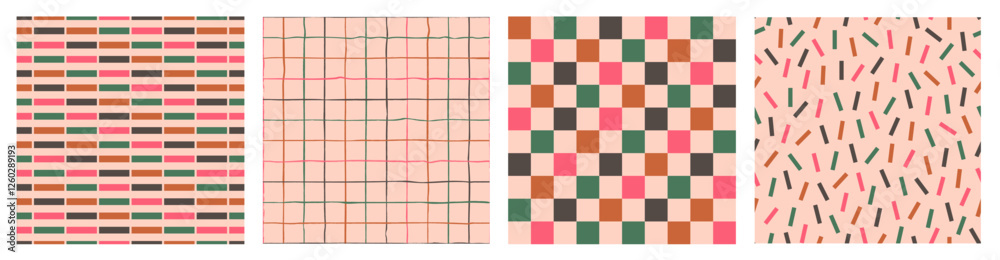 Canvas Prints seamless pattern set of colorful hand drawn checkered, strip and confetti. trendy vector design with