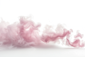 soft pink smoke clouds isolated on transparent white background