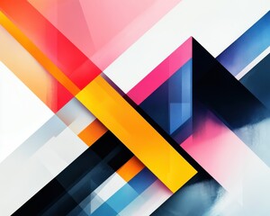 Obraz premium Abstract dynamic geometric shapes background with dynamic geometric shapes and bright color contrasts. Emphasizing modern style and artistic structure, ideal for bold graphics and innovative designs.